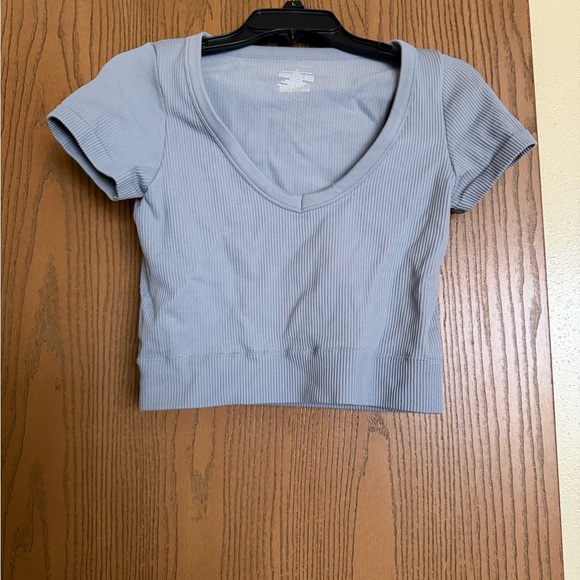 Wild Fable Light Blue Ribbed Crop Top - Picture 1 of 1